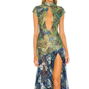 Kim Shui Vibrant Blue and Green High Low Dress